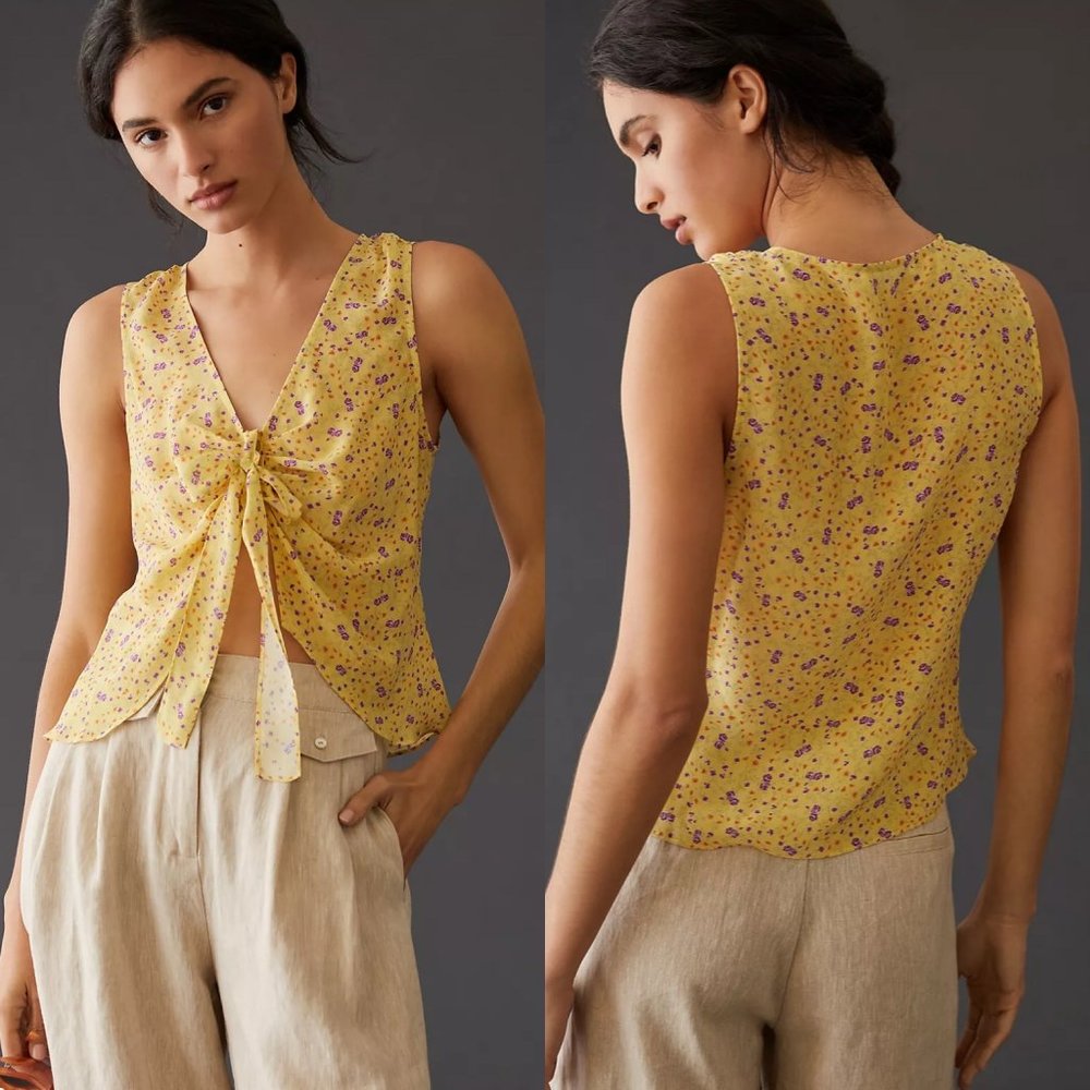 NWT ANTHROPOLOGIE Favorite Daughter Tie-Front Blouse M